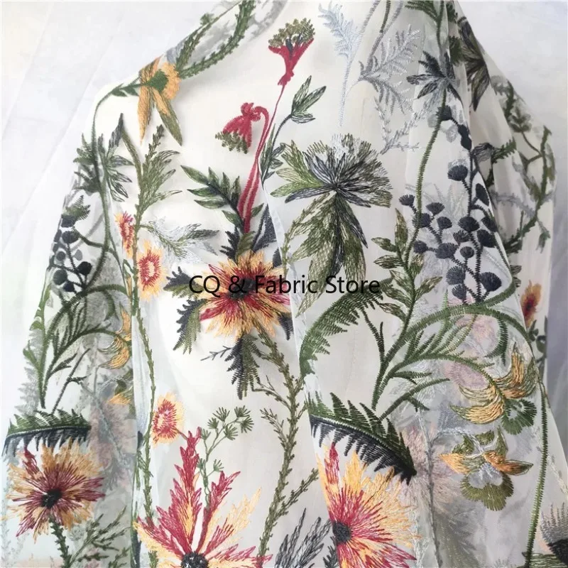 

Новая сетчатая кружевная ткань с вышивкой водных цветов для платья, женские аксессуары для платья, дизайнерская ткань «сделай сам»