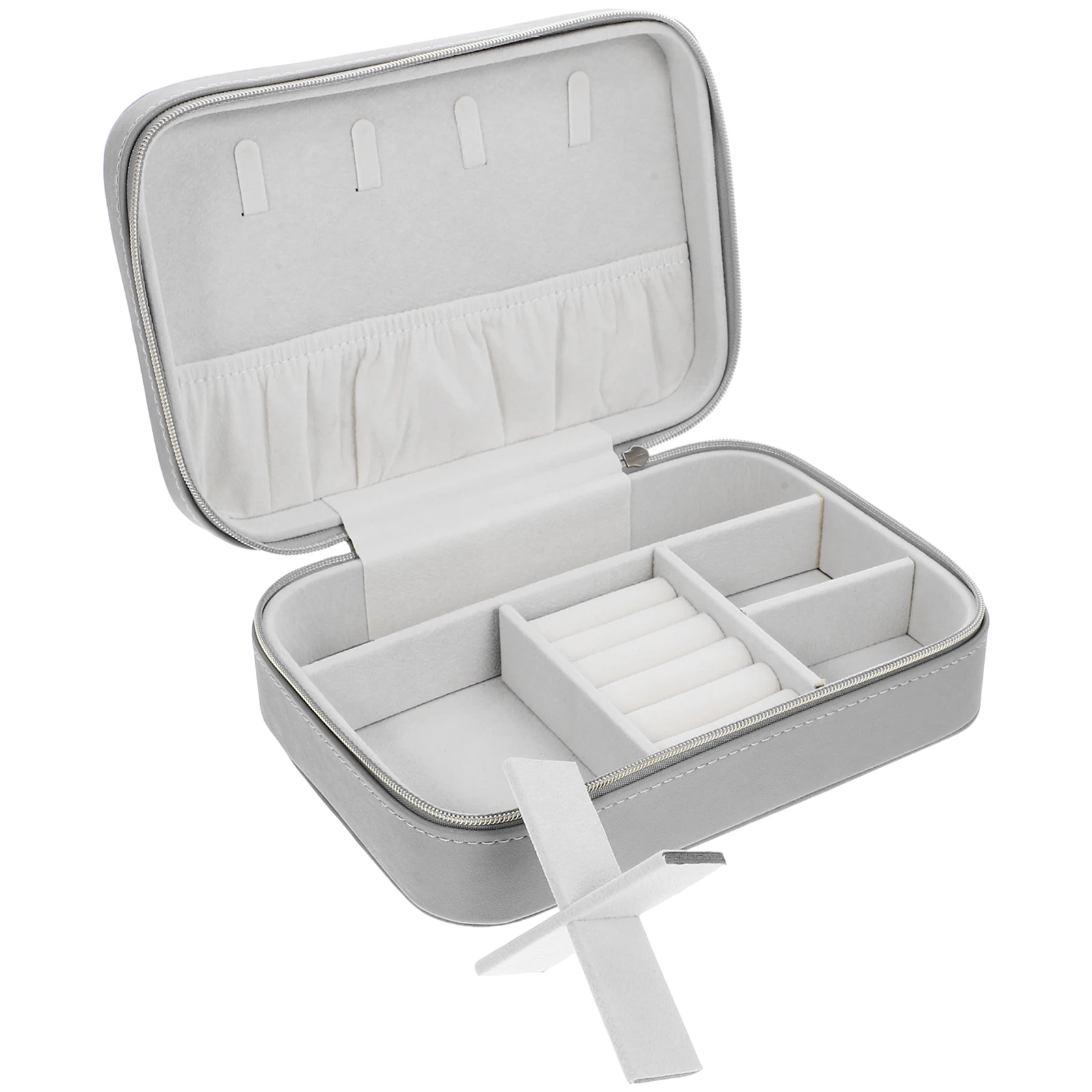 

Large Capacity Jewelry Box Zipper Travel Case for Earrings Rings Portable Storage Container Pink Home