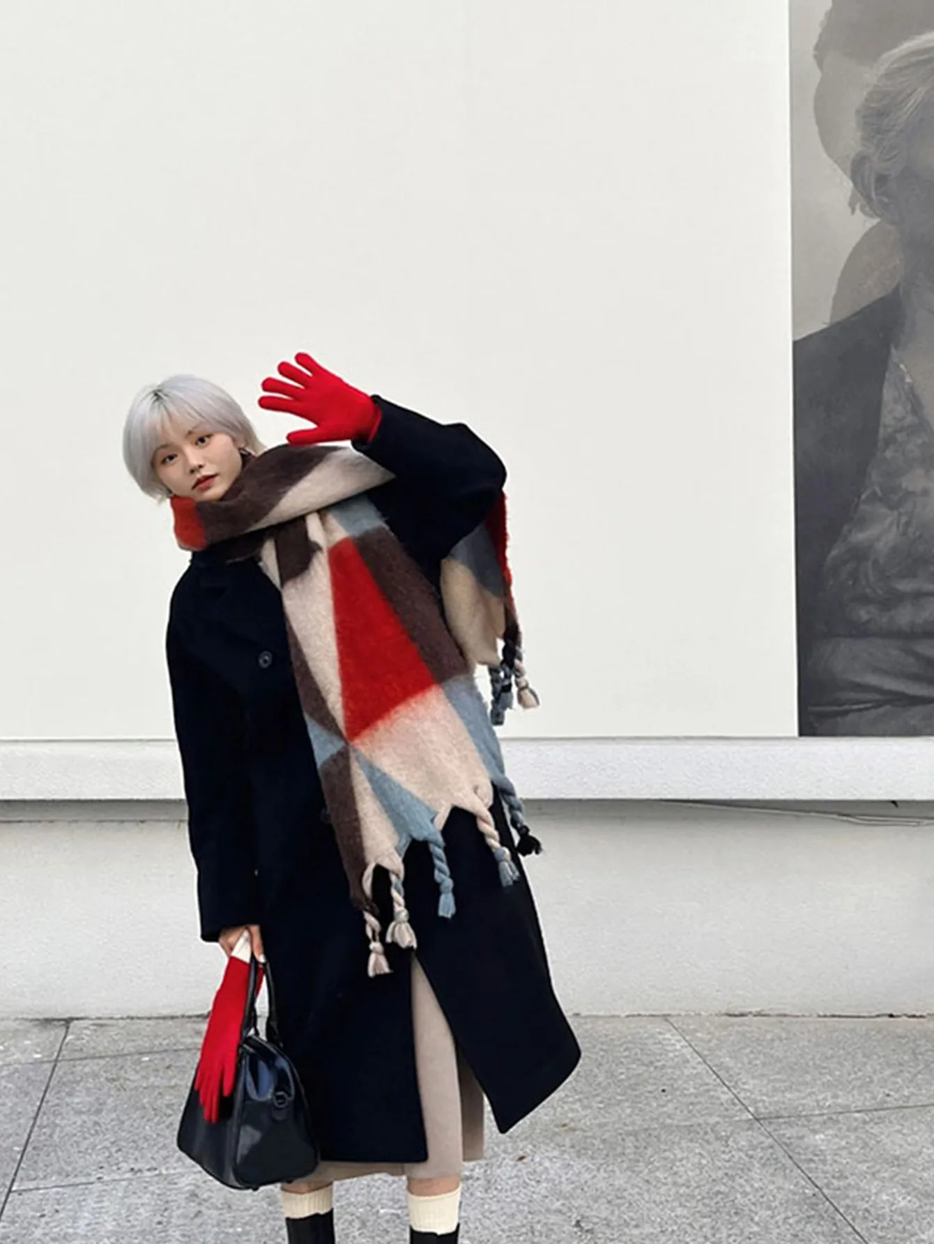 Luxury Brand Scarf Women Men Winter Blanket Shawl Wraps Warm Mohair Scarves Geometry Print Cashmere Neckerchief Designer Foulard