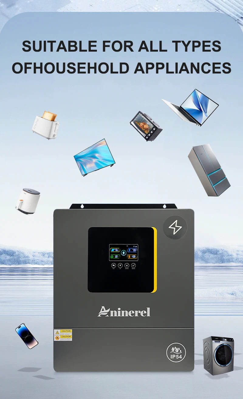 Aninerel 11KW 48V Parallel Dual MPPT 160A Netzunabhängiger Solar-Wechselrichter mit Dual-Ausgang PV 500VCD, integriertem WLAN, 6.2KW 48V IP54, reiner Sinuswelle 230V für den Heimgebrauch – Detail 18