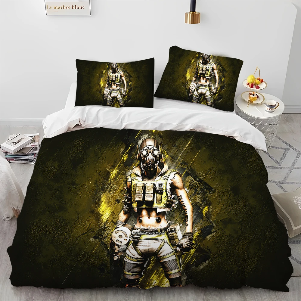 

A-Apex Legends Game Gamer Cartoon Comforter Bedding Set,Duvet Cover Bed Set Quilt Cover Pillowcase,king Queen Size Bedding Set