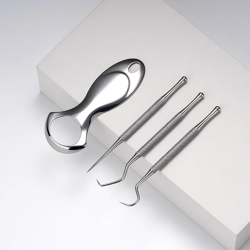 Toothpick Tongue Scraper Set Reusable Portableteeth Cleaner Stainless Steel Dental Oral Crud Cleaning Set