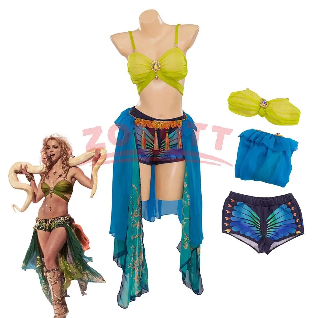 

Аниме Бритни Спирс рабский костюм синее сценическое танцевальное платье сексуальный бюстгальтер и шорты костюм женский Хэллоуин карнавальный костюм для вечеринки