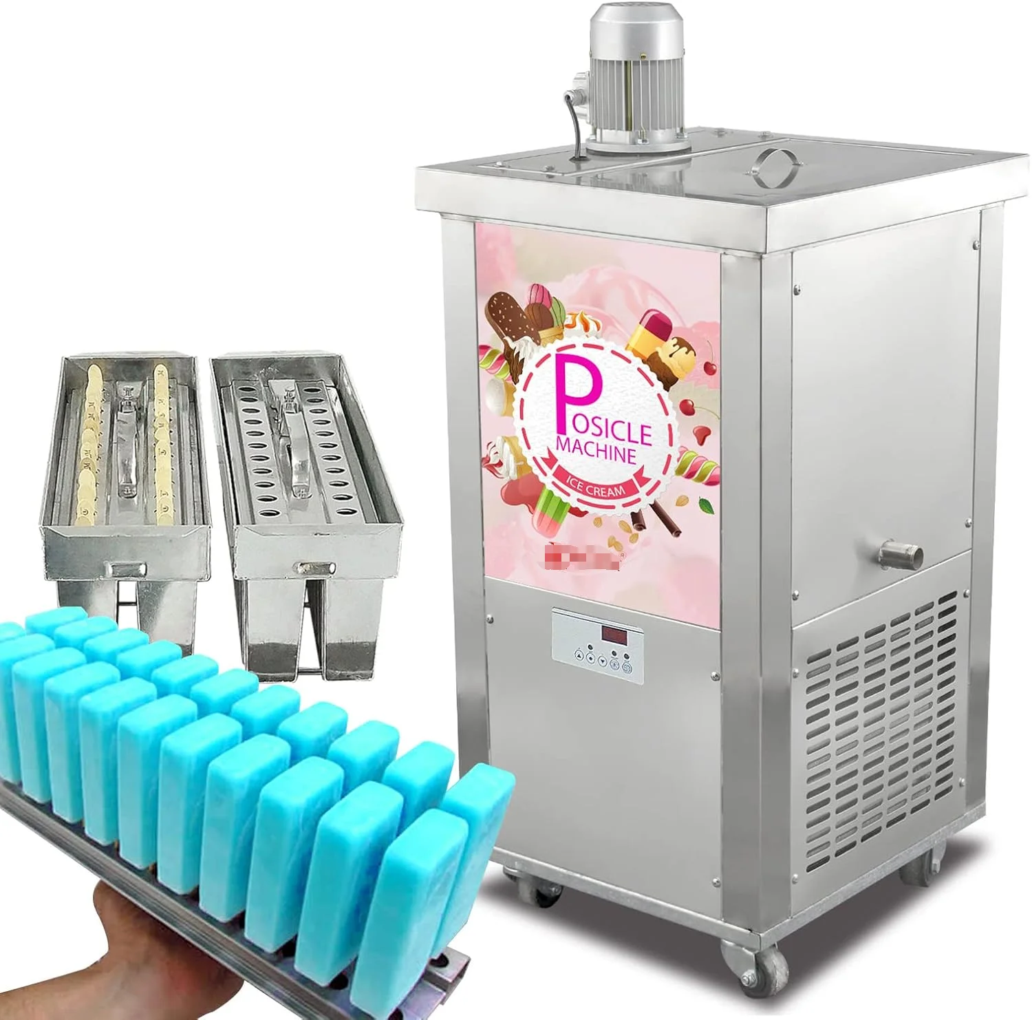 Commercial Popsicle Machine 2 Slim Single Aligner Molds Custom Fabrication Services for 40pcs Popsicle Ice Bars Lolly Sticks Ice