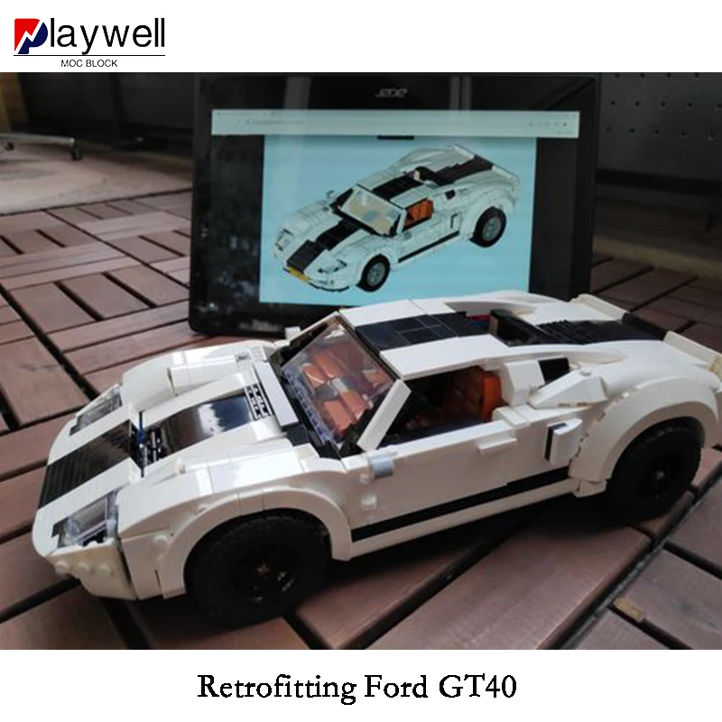 

Новая модифицированная версия 10295, Классические автомобили Gt40 Moc, строительные блоки, автомобили, сборные блоки, модель «сделай сам», игрушки, подарки