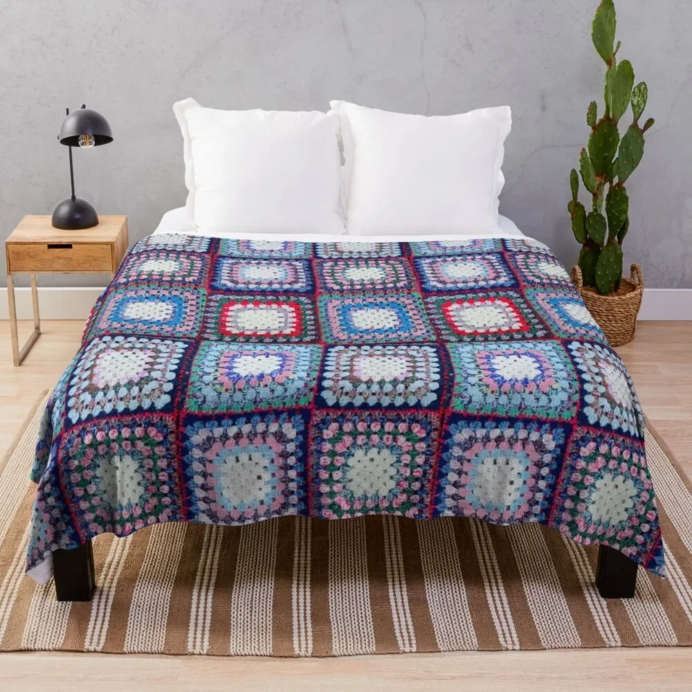 

knitted background granny square Throw Blanket Plush Kid'S Luxury Thicken Blankets