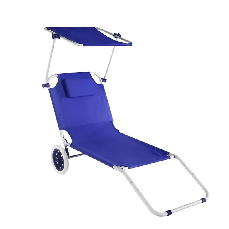 for Lounger Recliner Outdoor Camping Chair Garden Beach Bed Sunshade Folding with Canopy Beach
