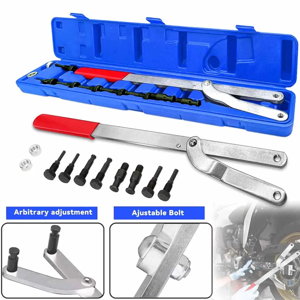 Universal Engine Fan Clutch Sprocket Camshaft Pulley Holding Wrench Removal and Install Tools Kit with Blue Case