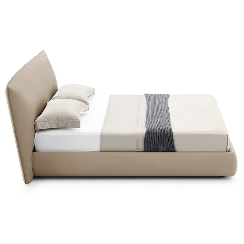Light luxury bed Italian leather Modern simple master bedroom soft package wedding High-end double leather bed