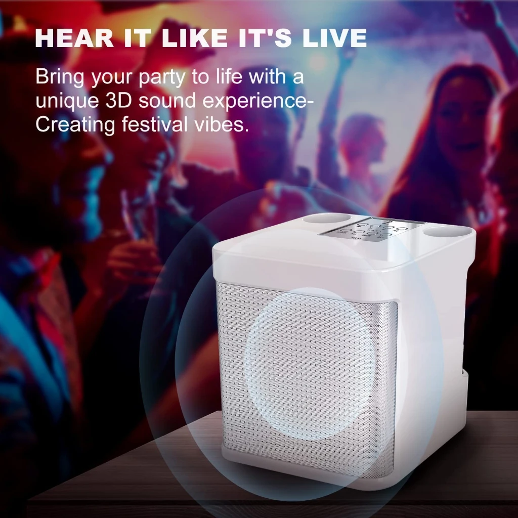 Máquina de Karaoke con Altavoz Portátil con 2 Micrófonos Inalámbricos, Compatible con AUX, Tarjeta TF, Reproductor USB, Adecuada para KTV en Casa, Fiesta