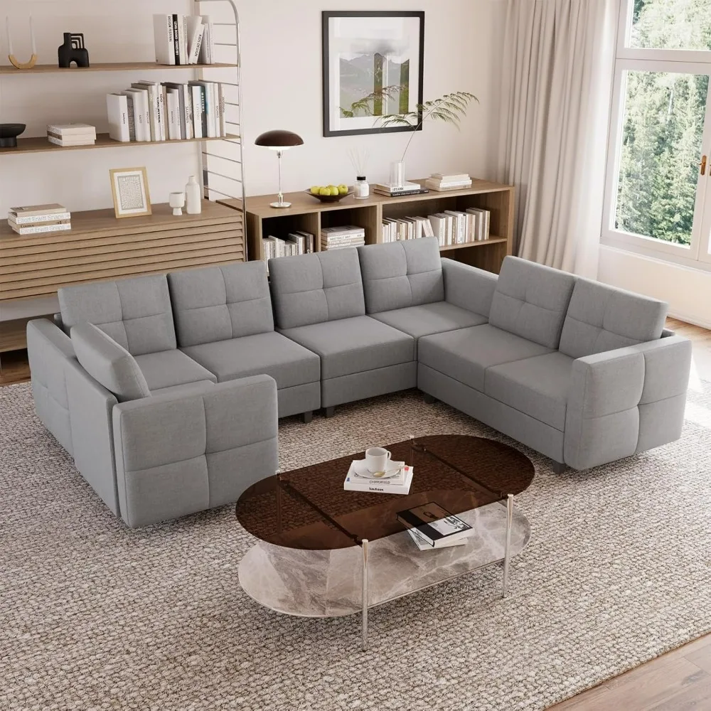 Sectional Sofa Couch for Living Room, 7-Seater Sectional with Eversible Ottomans, Apartment U Shaped Sofa,Couch Corner Sofas