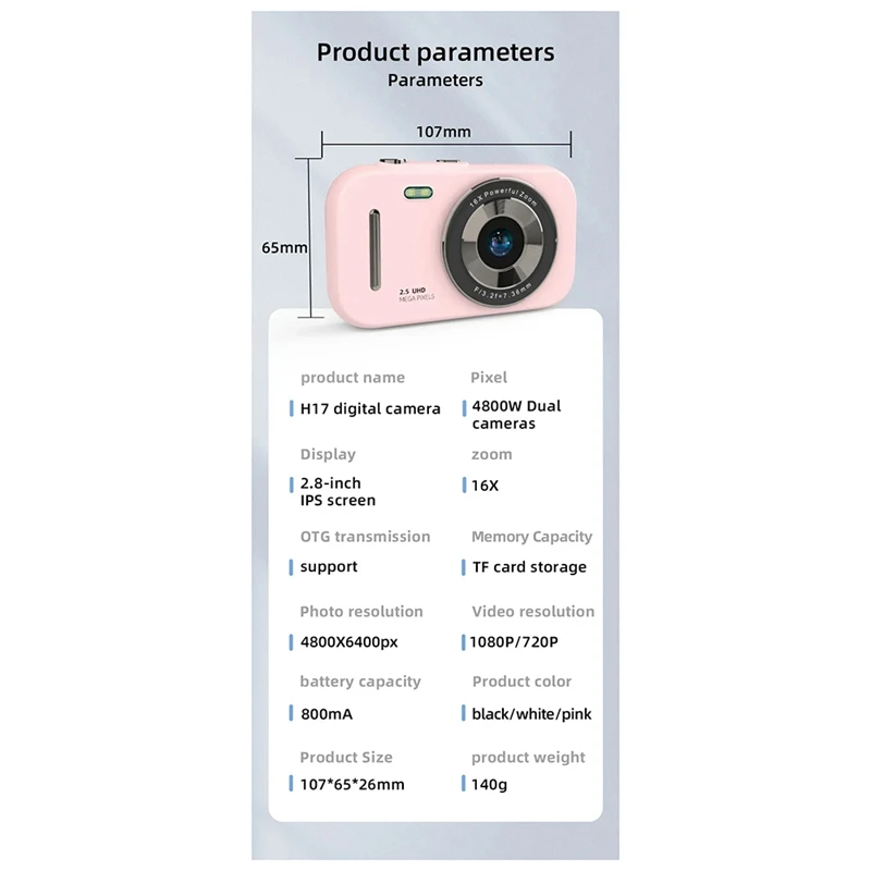 Meilleures offres nouveau H17 appareil Photo numérique pour enfants caméscope 1080P 48MP 16X Zoom numérique Autofocus photographie vidéo Photo enfants Cam