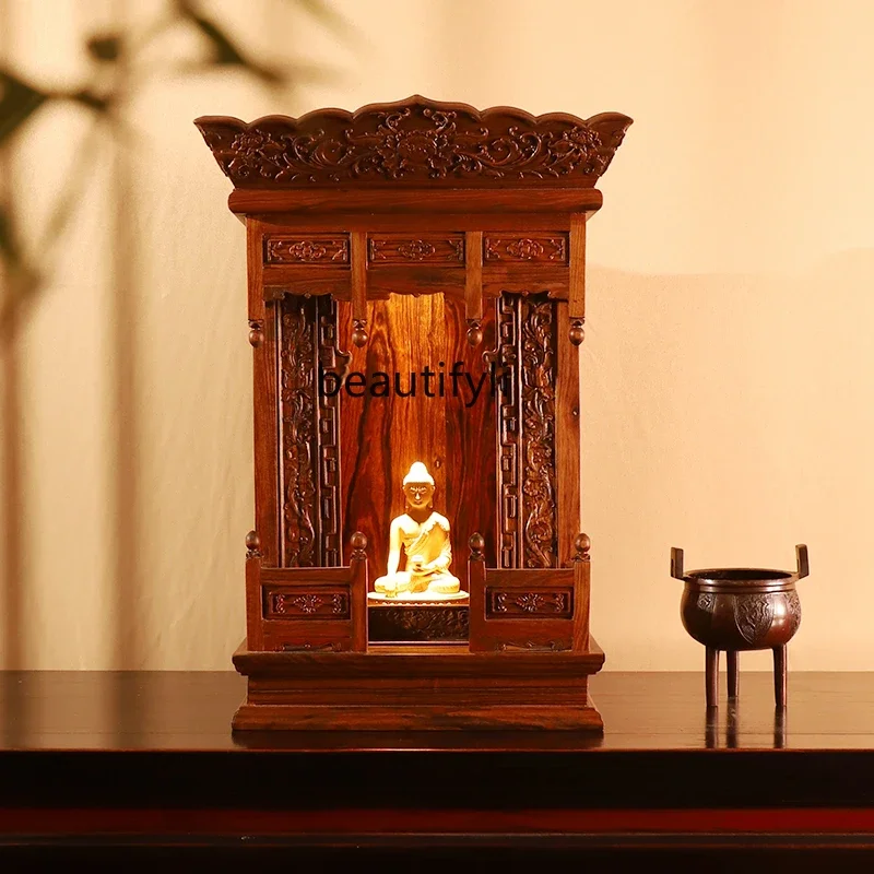 يمكن تعليق خزانة بوذية متخصصة من الخشب الصلب على الطراز الصيني على الحائط، وطاولة البخور، وطاولة عرض قاعة معبد الضرير