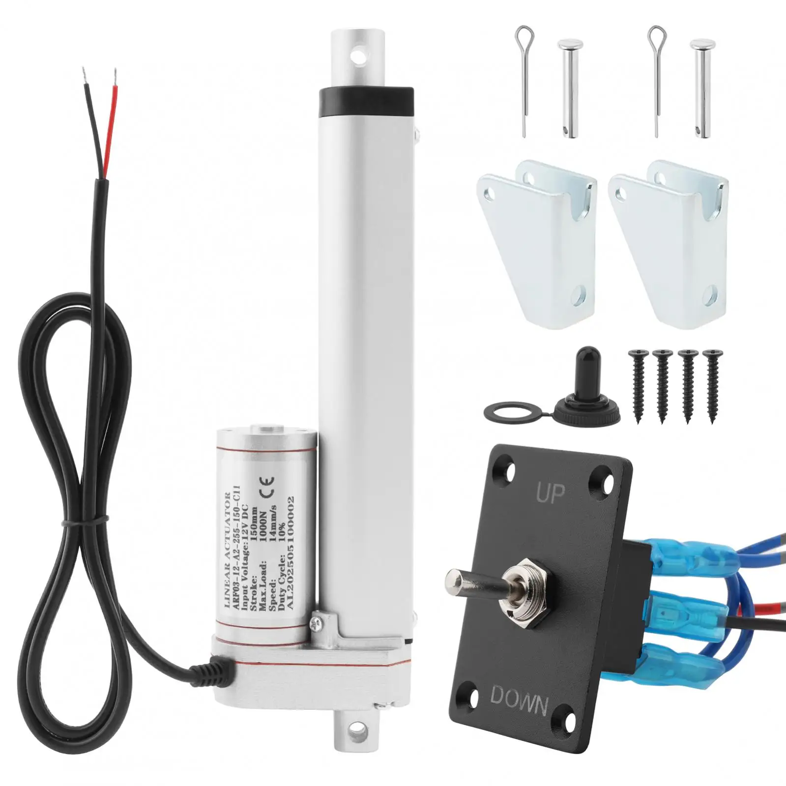 50–400 mm Hub, 12 V Linearbewegungsaktuator, 14 mm/s, 1000 N/220 lb, robuster Hochgeschwindigkeits-Linearantrieb mit Panel-Schalter