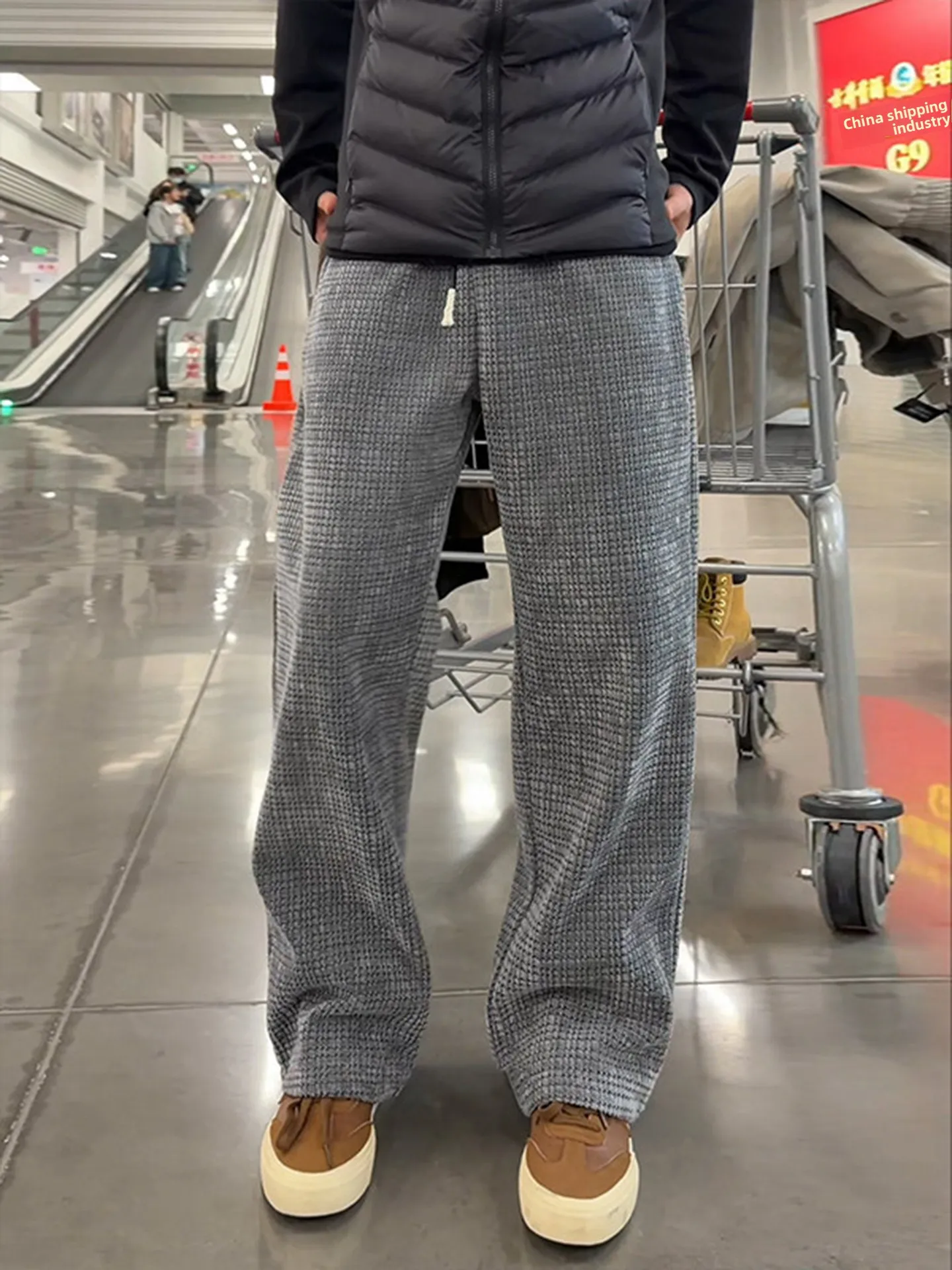 

Темно-серые утолщенные повседневные брюки из шенилла для мужчин, осенне-зимние, прямого кроя, свободные, длинные, мягкие, удобные, модные