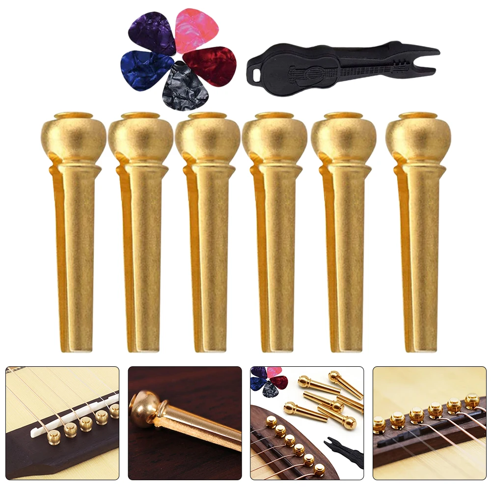 

String Peg Set Bridge Pins for Guitar Pegs Puller Remover Acoustic Brass Accessories