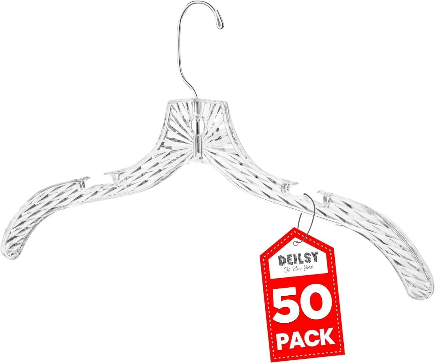 

50 Pack Heavy Duty Plastic Clothes Hangers, Non-Slip Hangers for Shirts, Dresses, Jackets - Crystal Clear