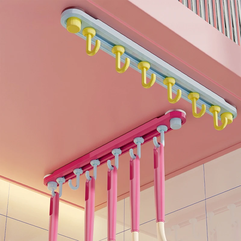 

A row of slide rail hook racks, non-punching hanging rods, strong load-bearing shelves