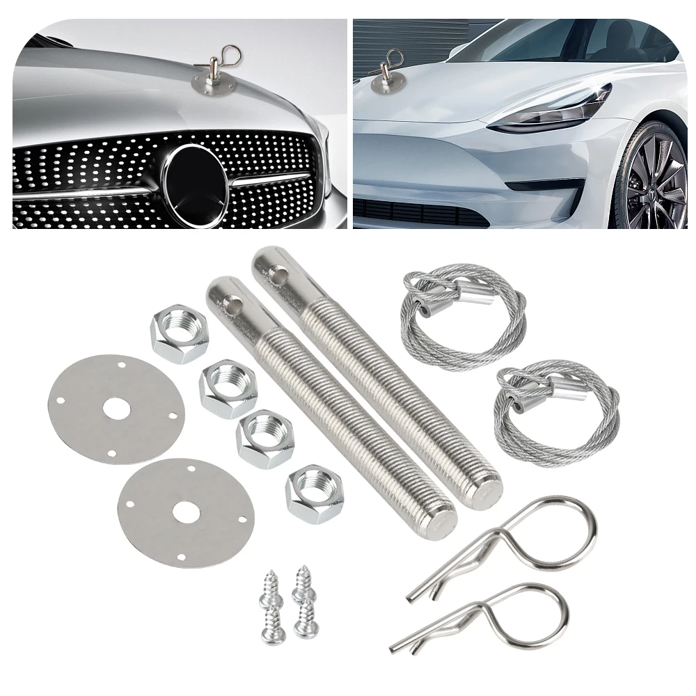 

Автомобильная защелка для крышки двигателя, набор штифтов для замка капота, зажим для замка, веревка из нержавеющей стали, автозапчасти, модификация, универсальные аксессуары