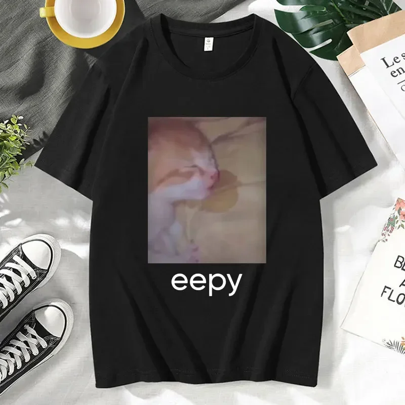 

Funny Eepy Cat Print Women Casual T-Shirt Summer Fashion Harajuku T Shirts Casual Cotton Oversized Tee Shirt Men Women's Clothes