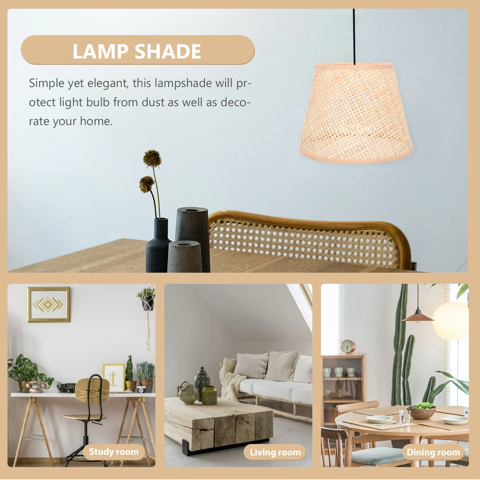 

Rattan Woven Lamp Shade Simple Table Lamp Cover For Desk Bedside Light Decorative Home Hotel Living Room Study Replacement