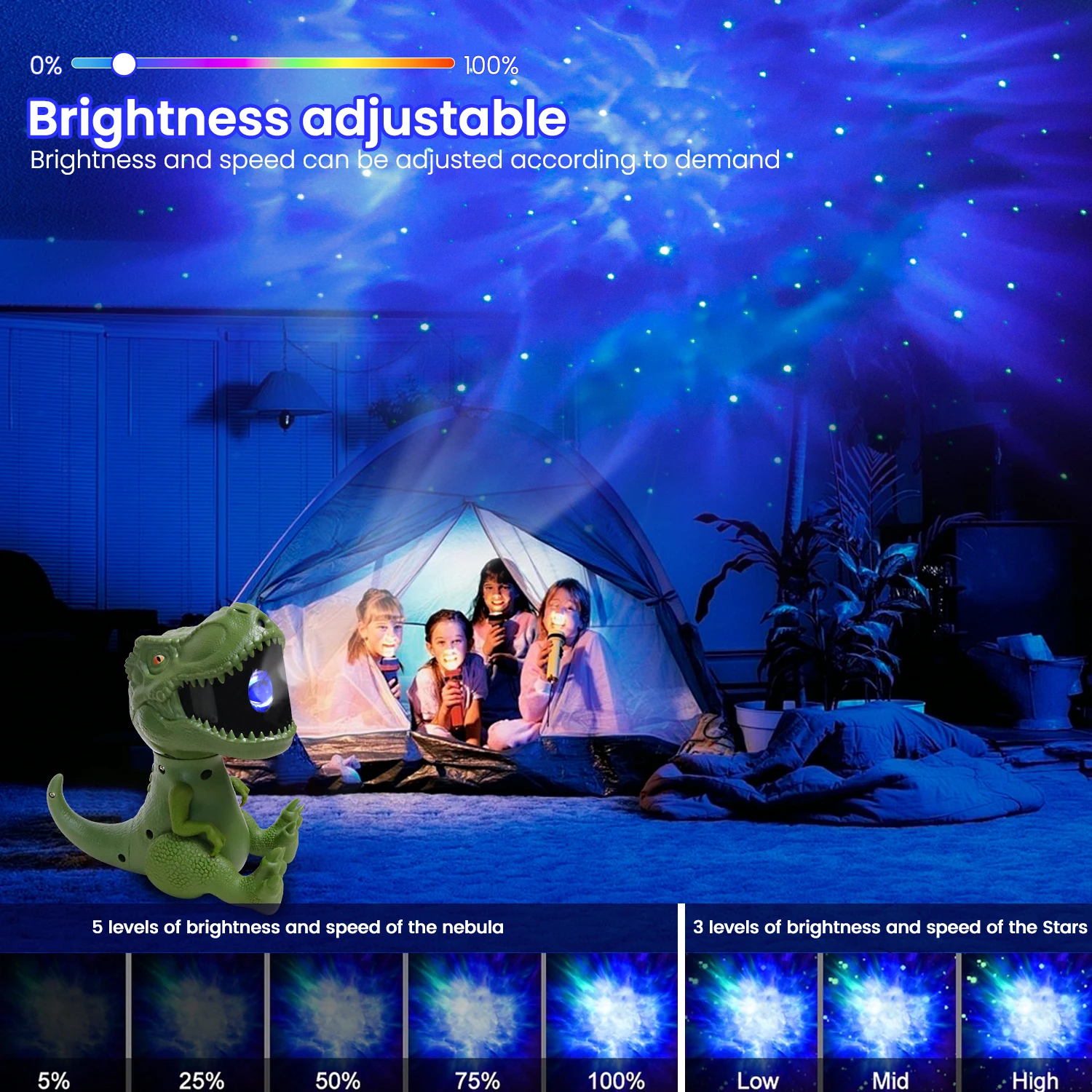 Lampu bintang dinosaurus t-rex, mainan suasana tyrannosaurus rex baru lampu proyeksi magnetik malam l