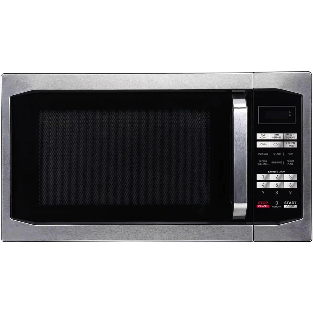 1100 Watts Microwave, 1.6 Cubic Feet Stainless Steel Digital Programmable Countertop Microwave