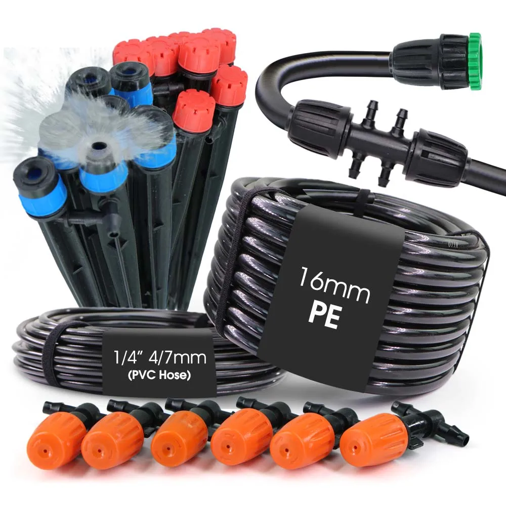 

1/2 "1/4" шланг для орошения сада, комплект для капельного орошения, распыление, автоматическая система полива, подходит для теплицы, газона, сада