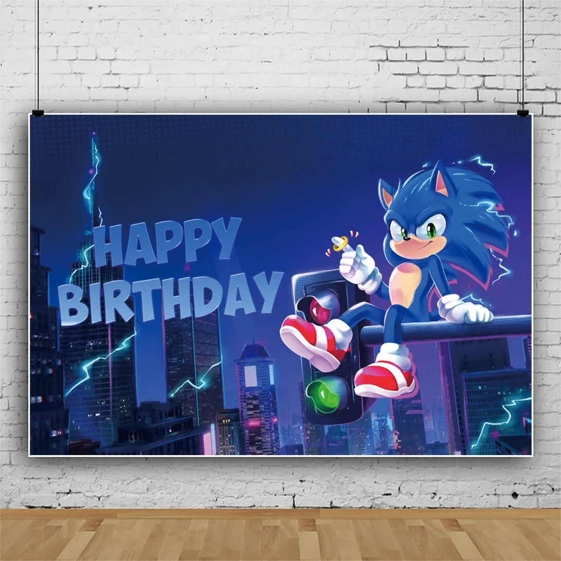 Sonic The Hedgehog Photo Backdrop Background For Photography Baby Shower Birthday Party Supplies Kids Props Banner Decor Game