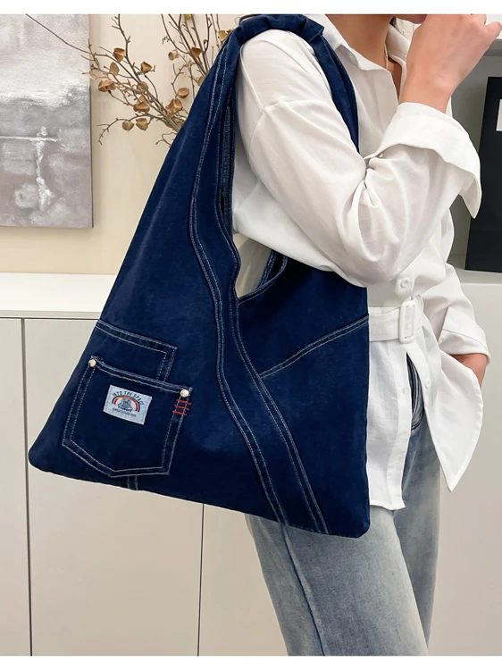

Waed Denim Tote Bag 2025 New Lazy Sle Single oulder Commuter Bag Women Large Capaci Versatile Tote Bag