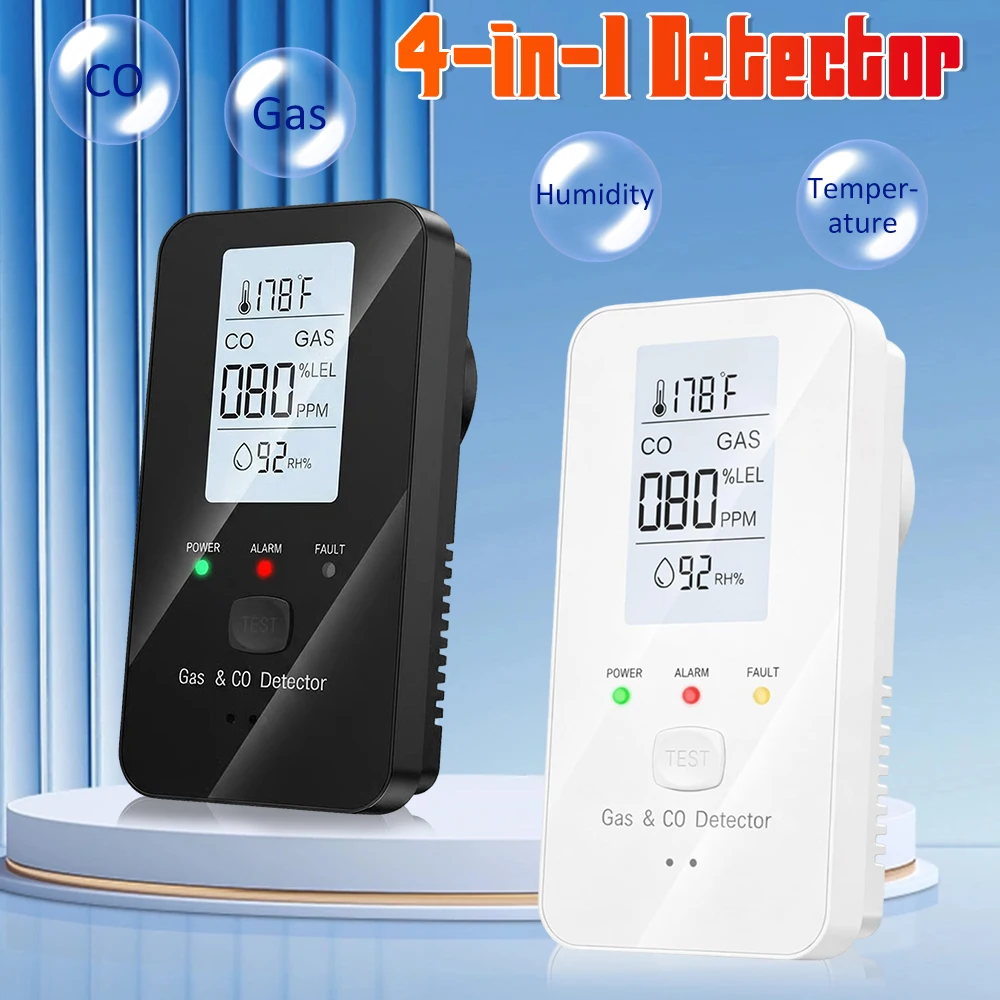 

Детектор природного газа и окиси углерода, подключаемый к сети, сигнализатор угарного газа, детектор горючих газов и CO 4-в-1 (пропан, метан)