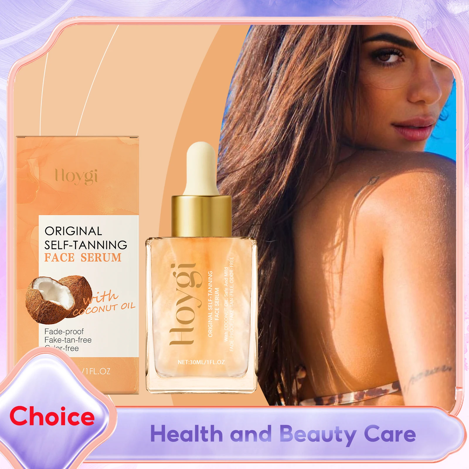 

Organic Coconut Tanning Oil Tanning Accelerator Centella Asiatica Moisturizing Anti-Aging Bronzing Fake Tan Sunless Self Tanner