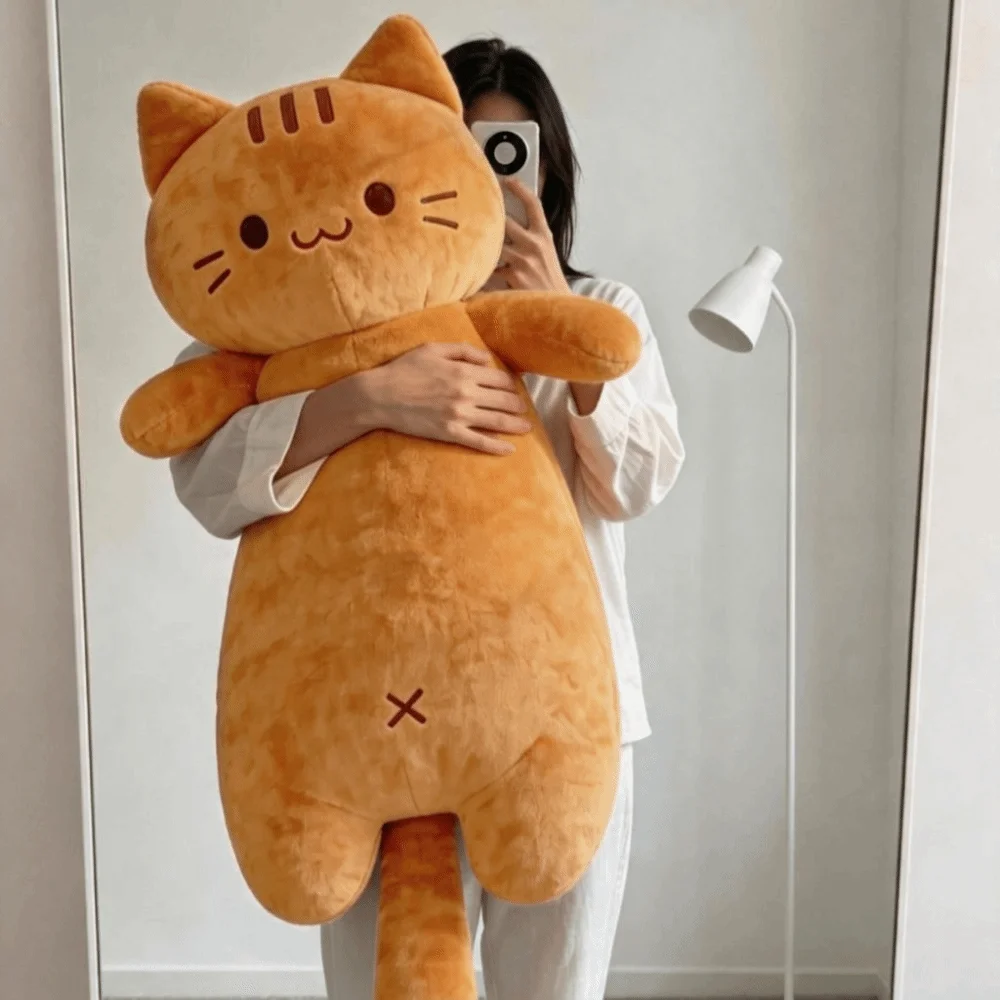 Kawaii Orange Cat Body Pillow Ultra Soft Kawaii Design Cat Pillow Large Size Long Pillow Home Bed Decoration