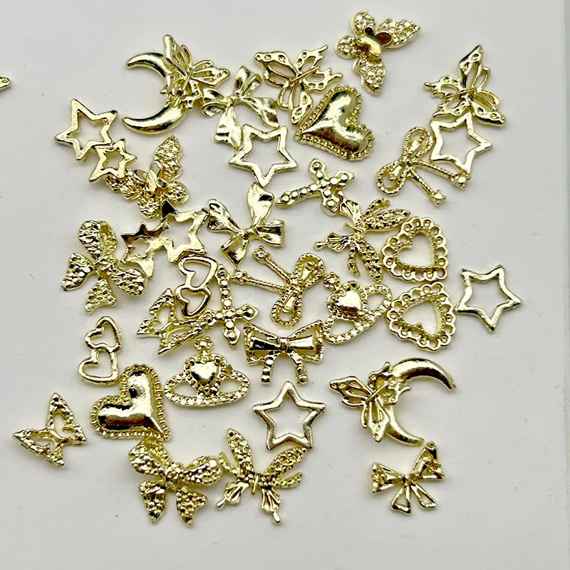 52Pcs 3D Butterfly Nail Charms Star Heart Planet Assorted Gems Rhinestones Pearls Accessories For Nails Art Decoration Supplies