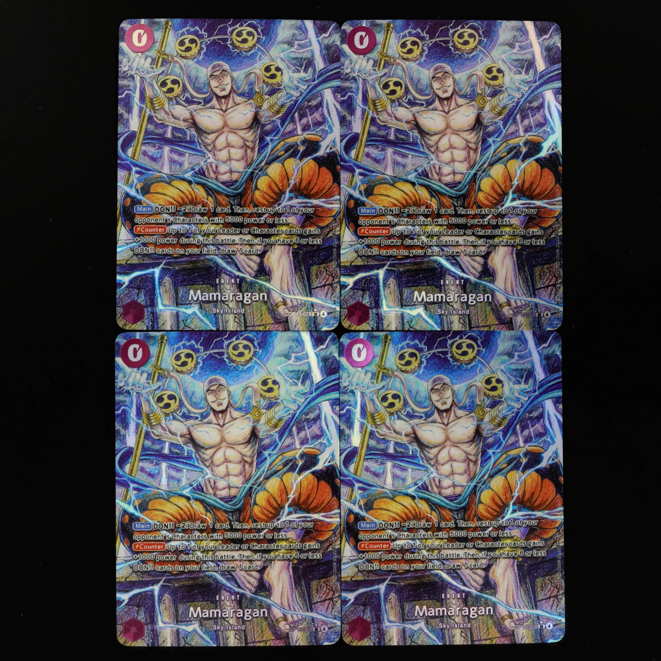 One Piece TCG OPCG English OP15-078 DIY Mamaragan Enel Purple Event Textured Foil Card Anime Collectible Card