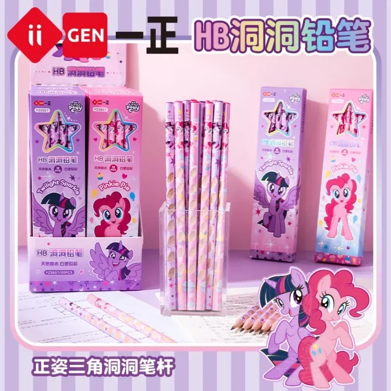 12pcs/box My Little Pony 2B Hole Pencil Kawaii Children Twilight Sparkle Applejack Pinkie Pie Student Wooden Pencil Stationery