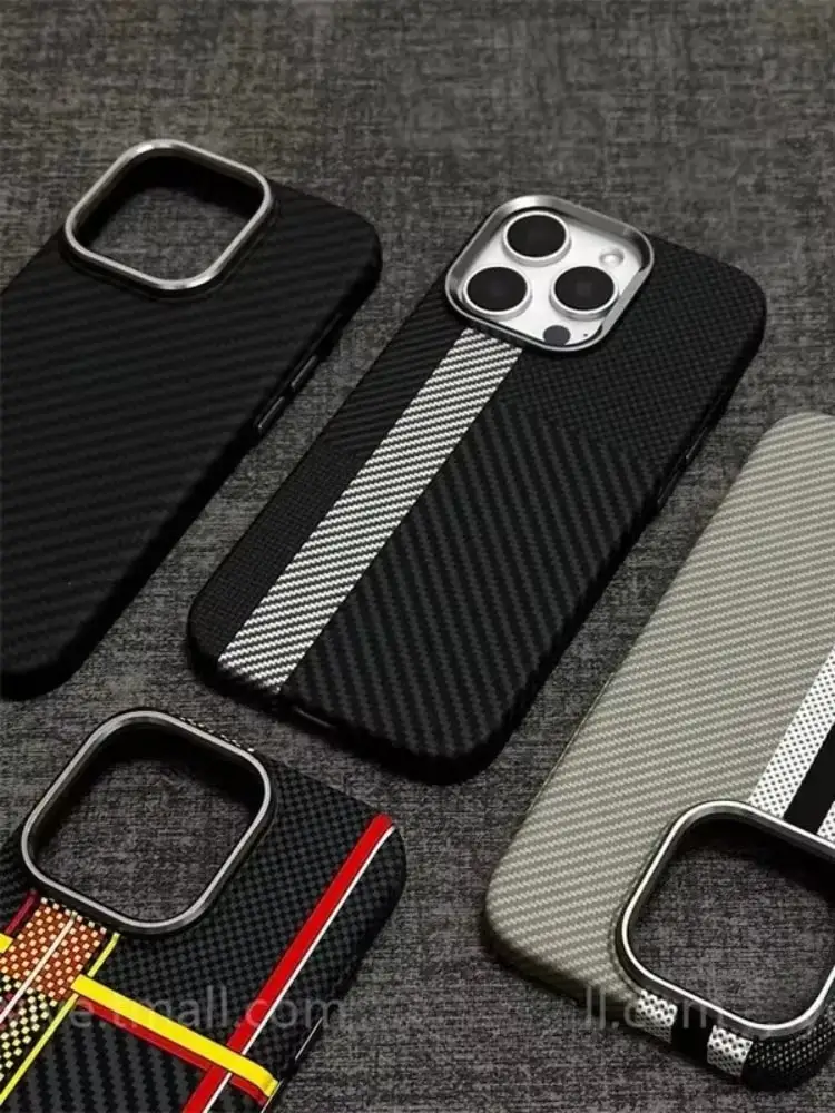 Etui z włókna węglowego z magnetycznym mocowaniem do iPhone 15 Pro Max 16 17 Pro, osłona na telefon, metalowa osłona obiektywu aparatu, twarda obudowa PC, fundas — zdjęcie produktu 7