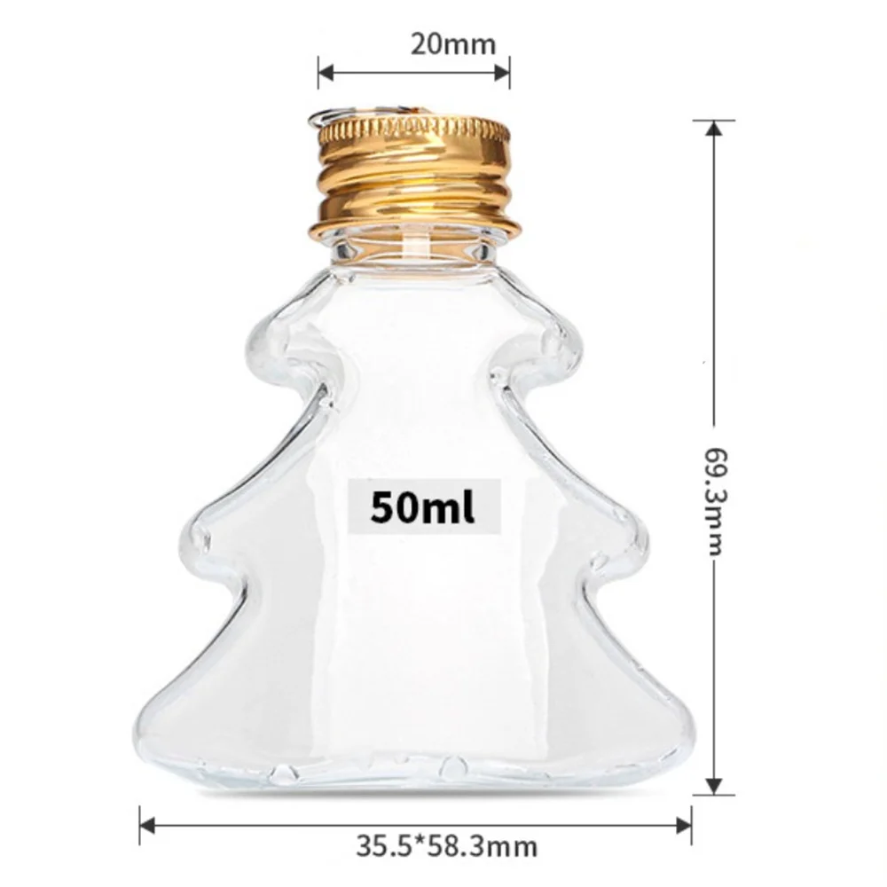 2pc 50ml Dispenser Bottle Hanging Candy Bottle Transparent Plastic Bottle Christmas Tree Bell Star Spherical Bottle Empty Bottle