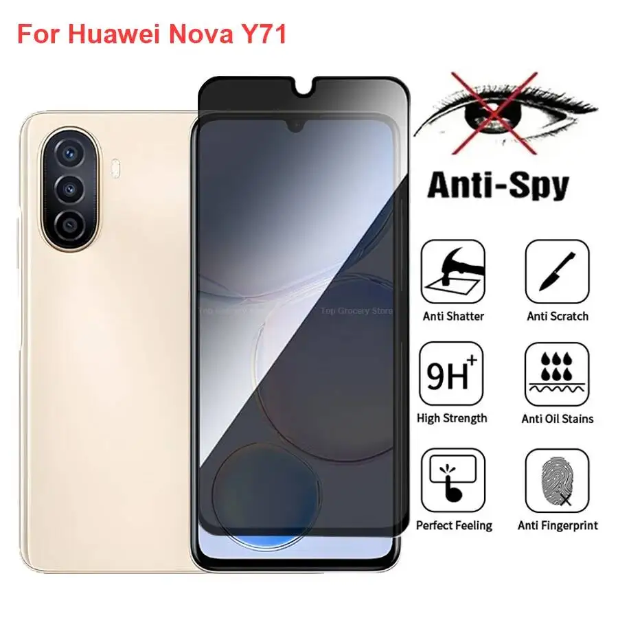 

Nova Y71 Anti Spy Privacy Tempered Glass Protector Compatible For Huawei Novay71 Full Cover Screen Phone Film