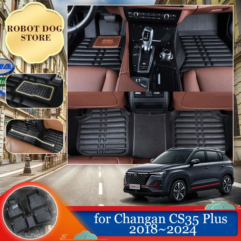 

Car Leather Floor Mat for Changan CS35 Plus 2018~2024 2019 2020 Foot Interior Liner Waterproof Carpet Pad Custom Rug Accessories