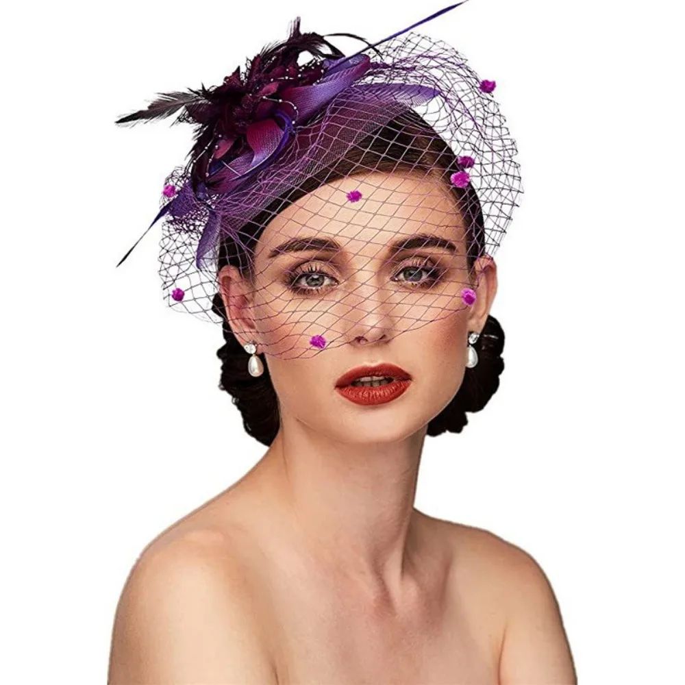 Flowers Mesh Yarn Headdress Fascinator Hairpin Hat Hairpin Hair Pins Bridal Headwear