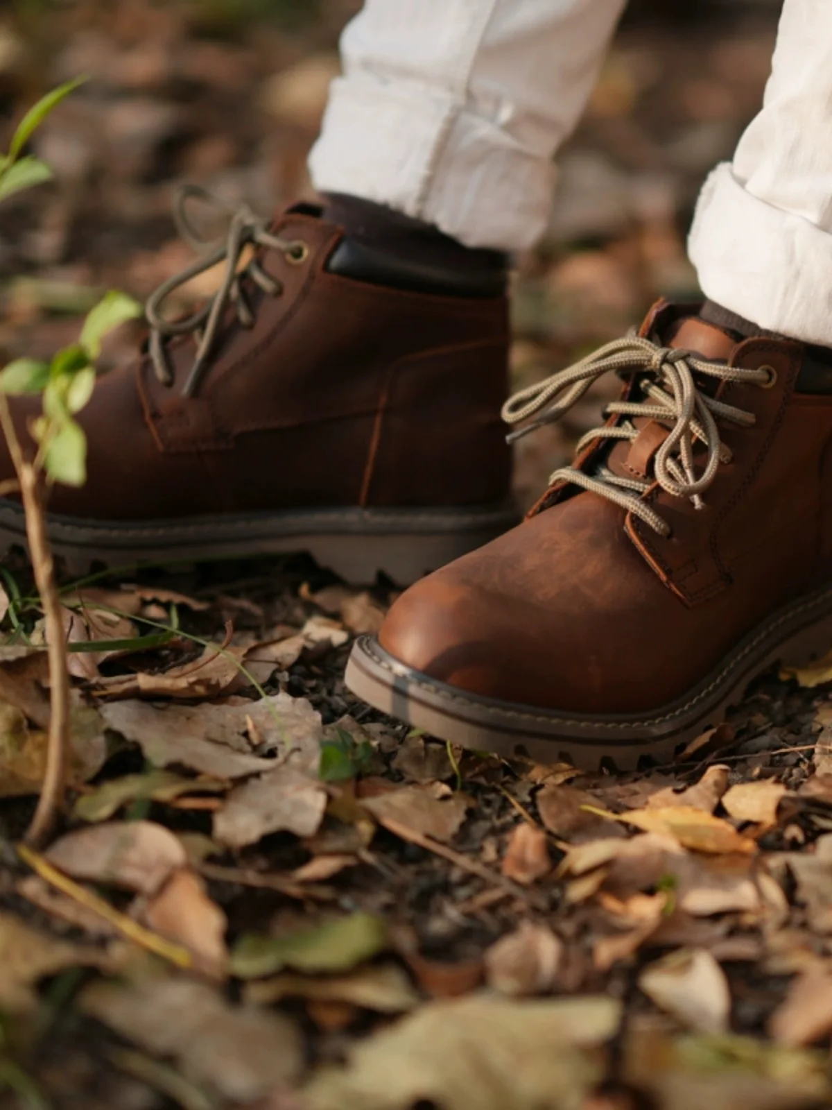 High-Quality Full-Grain Leather Men's  Work Boots Autumn Winter Casual High-Top Shoes Comfortable Breathable Lined