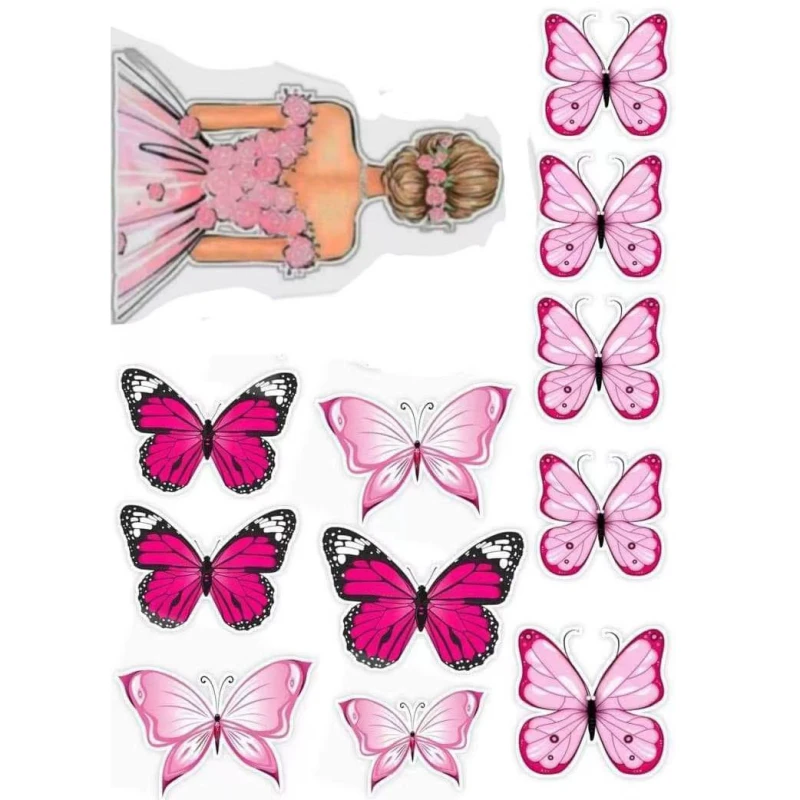 Happy Birthday Butterfly Cake Topper Flags Cupcake Toppers Sweety Wedding Bride Baby Shower Party Cake Diy Baking Mariage Decor