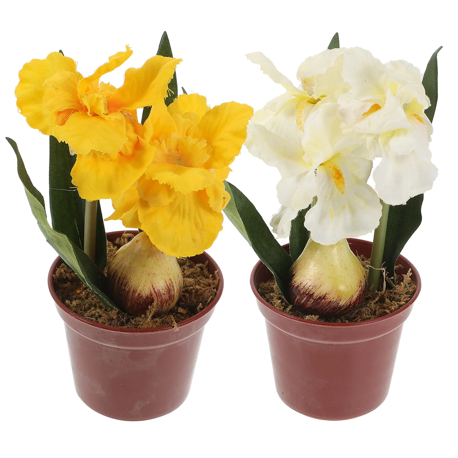 

2Pcs Artificial Plant Bonsai Plastic Pot Desktop Decor Home Office Fake Potted PlantsIris nament Practical Small Size