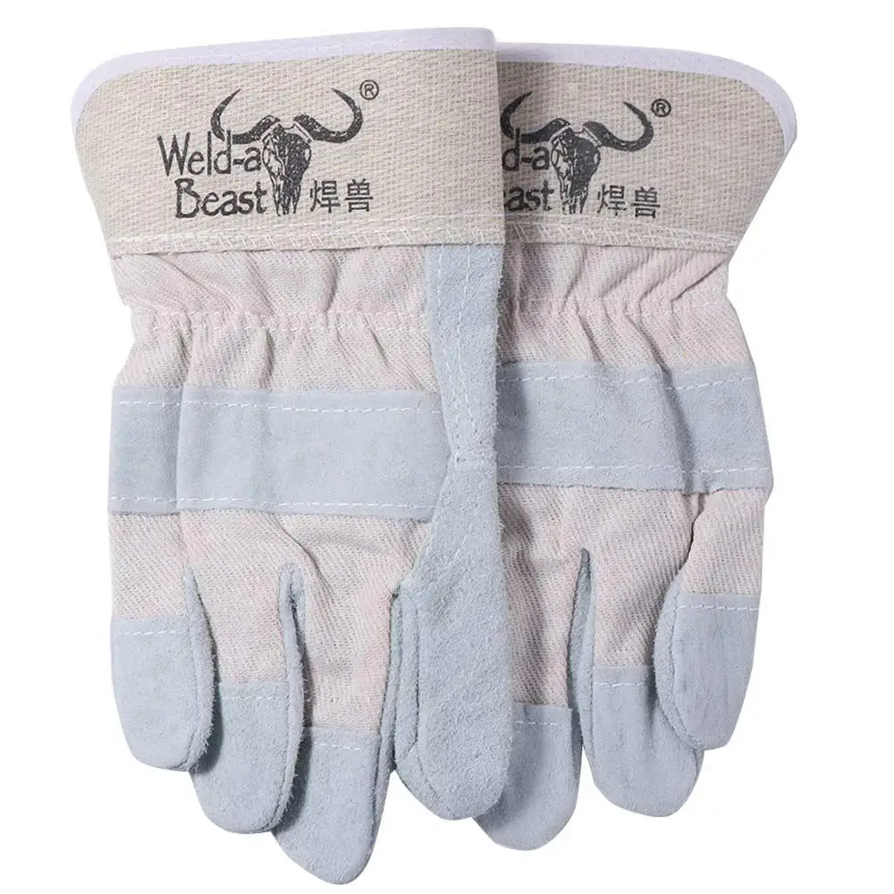 

1 пара устойчивых к истиранию кожаных сварочных перчаток, защита труда, термостойкие рабочие перчатки, утолщенные, удобные