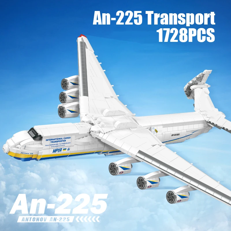 

1728PCS An-225 Transport Plane Bricks Toys Collection Desktop Ornaments Aircraft Small Particle Assembly Builidng Blocks Gifts