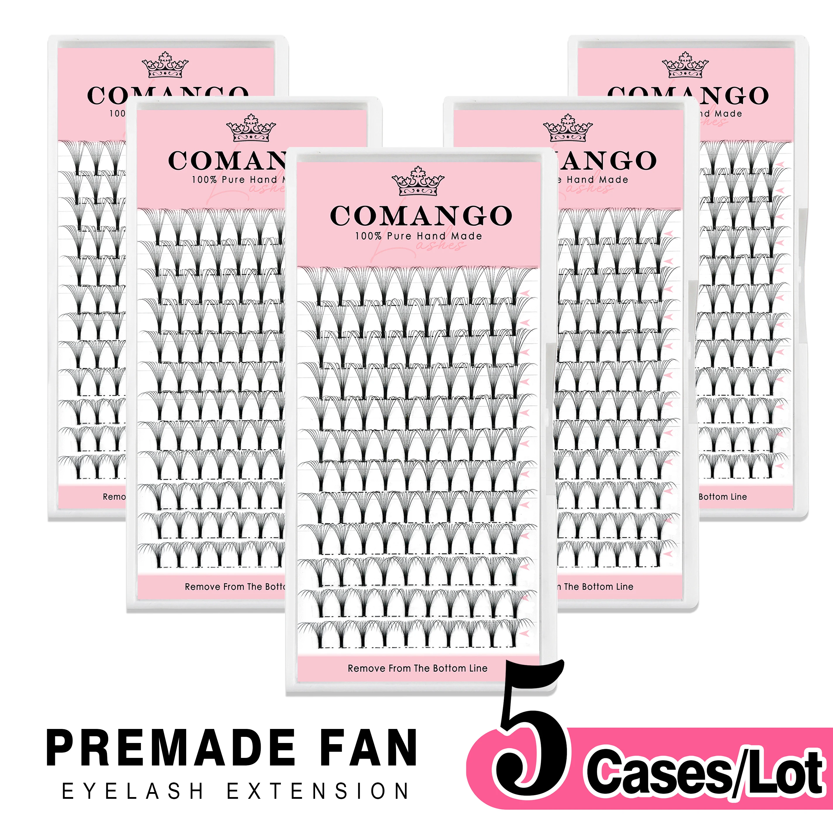 5pcs/Lot CoMango Short Stem Premade Fans Russian Volume Lashes Tray Premium Eyelash Extensions Supplies for Eye Beauty Makeup