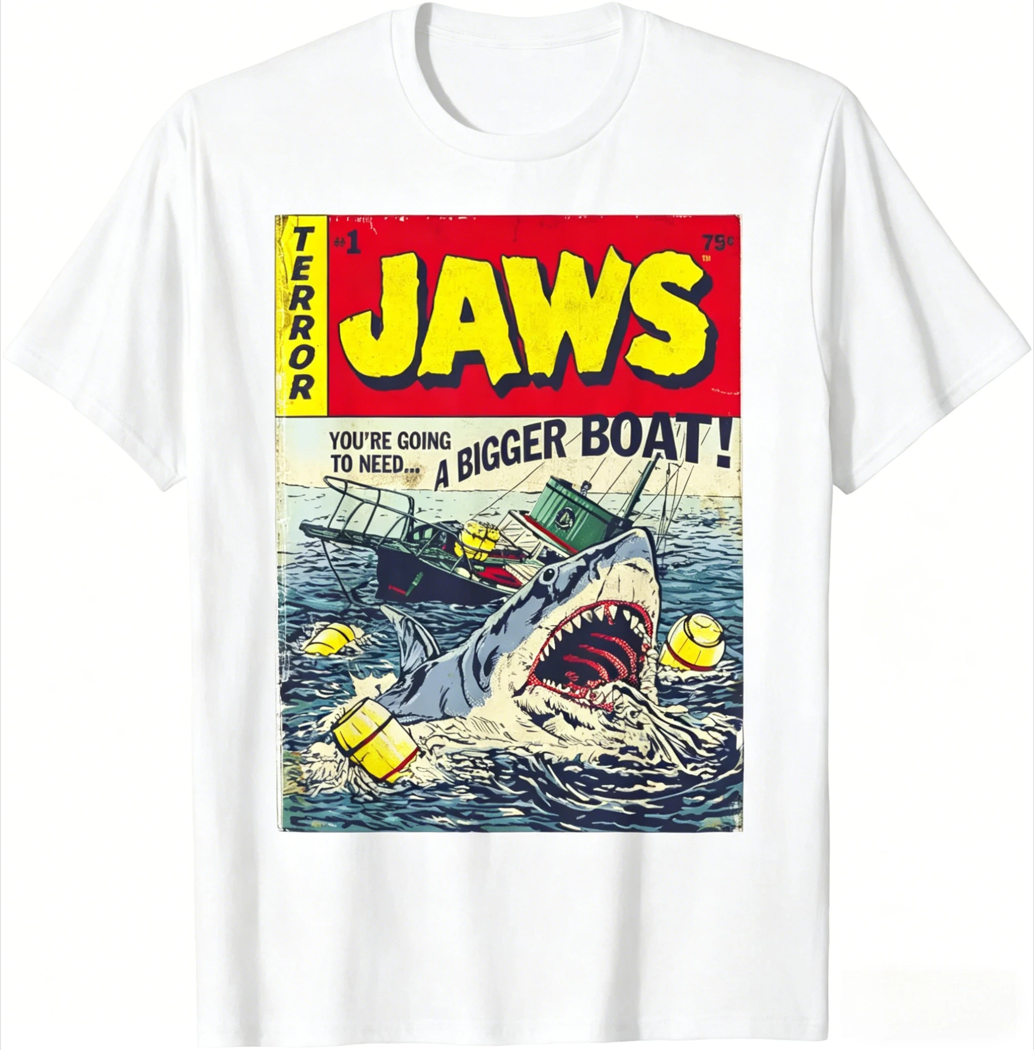 Summer Hot Sale Jaws Pulp Attack - Movie 50th Anniversary Shark Unisex T-Shirt Men's Round Neck T-shirt 1970 2026