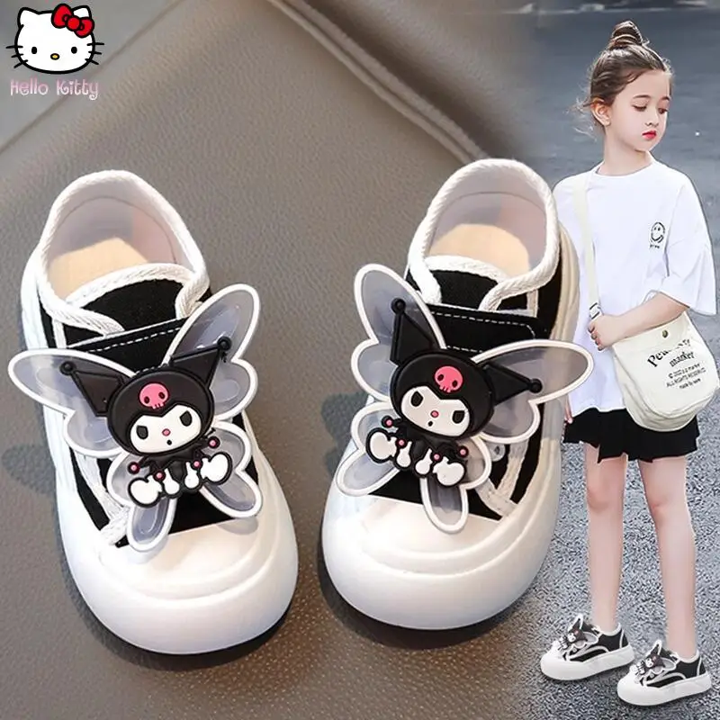 

Cartoon Kuromi Children's Canvas Shoes Sanrio Autumn New Item Girls' Casual Board Shoes Anime Breathable Soft Sole Single Shoe