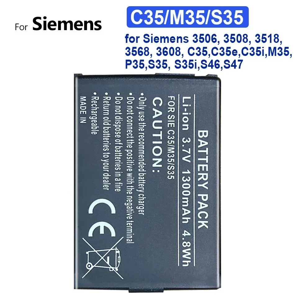 Mobile Phone Battery 1300Mah For Siemens 3506, 3508, 3518, 3568, 3608, C35,C35e,C35i,M35,P35,S35, S35i,S46,S47